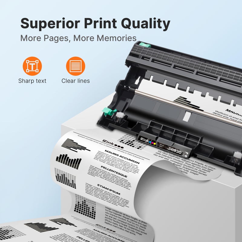 E-Z Ink Compatible Drum Unit (Not Toner) Replacement for Brother DR630 DR 630 to Compatible with DCP-L2520DW DCP-L2540DW HL-L2300D HL-L2305W HL-L2320D HL-L2340DW HL-L2380DW HL-L2680W (2 Pack) - Image 4